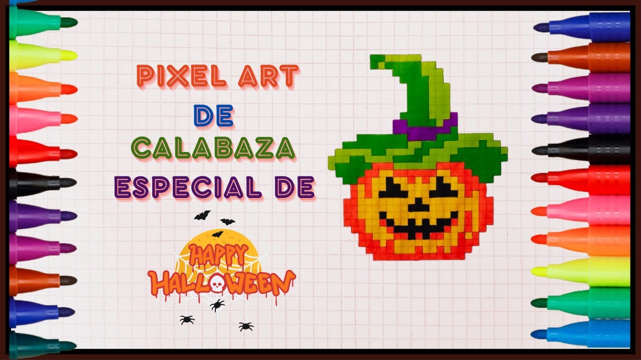 Cómo dibujar una calabaza de HALLOWEEN en pixel art-Learn to draw a pumpkin in pixel art