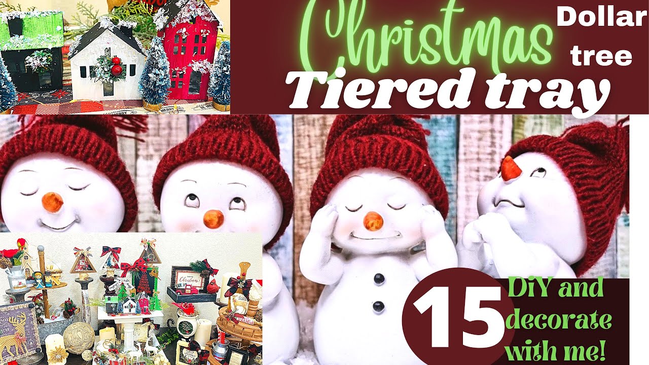 15 Easy Christmas tiered tray diys and decorate with me / DOLLAR TREE 🎄