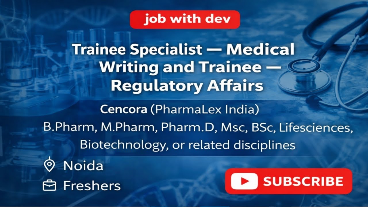 Pharma Company Job for Freshers | Medical Writing & Regulatory Affairs | Cencora Noida #viral  #job