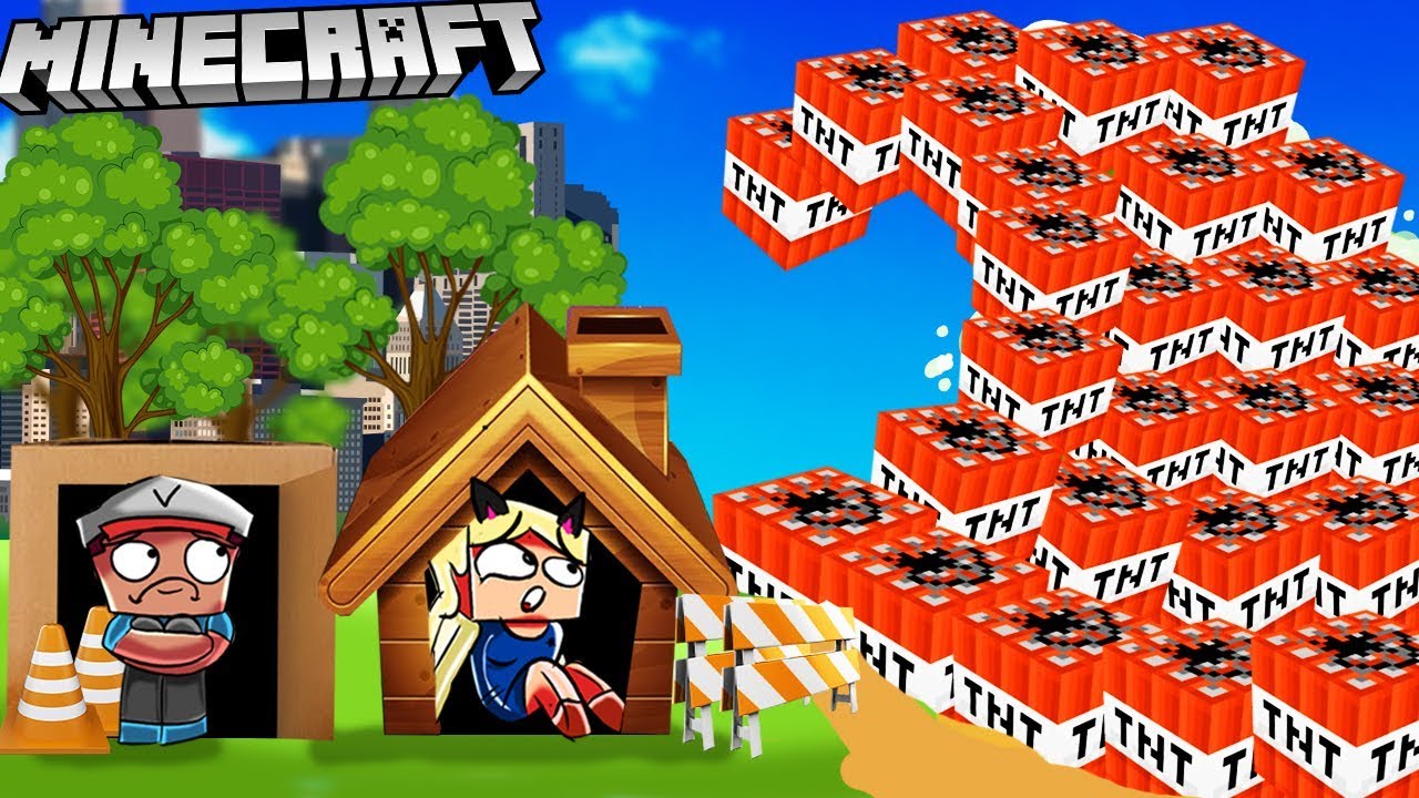 BAZA VS TNT TSUNAMI - MINECRAFT TSUNAMI CHALLENGE | Vito VS Bella