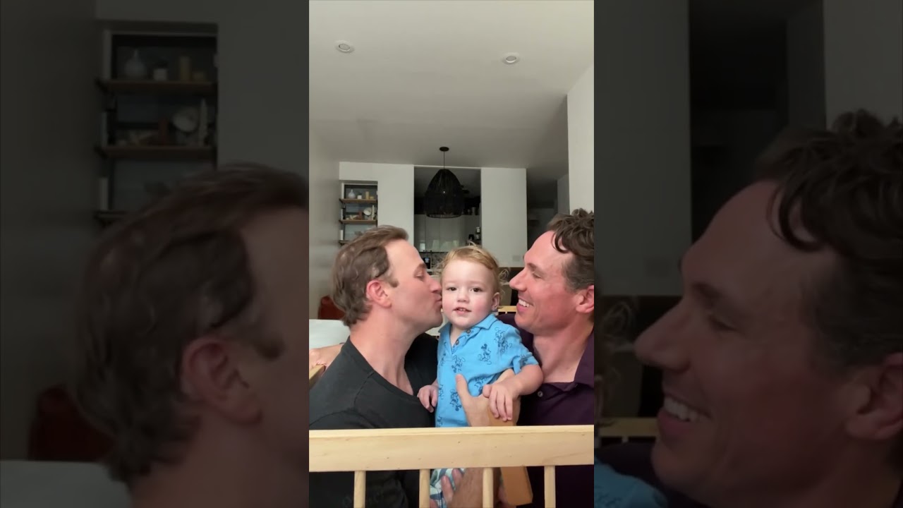 Gay Couple Surprise their Son with kisses 