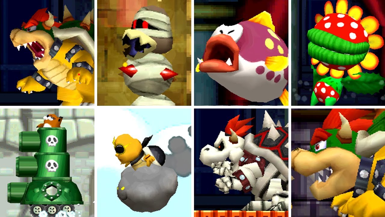 New Super Mario Bros. DS - All Bosses in 4K & Widescreen