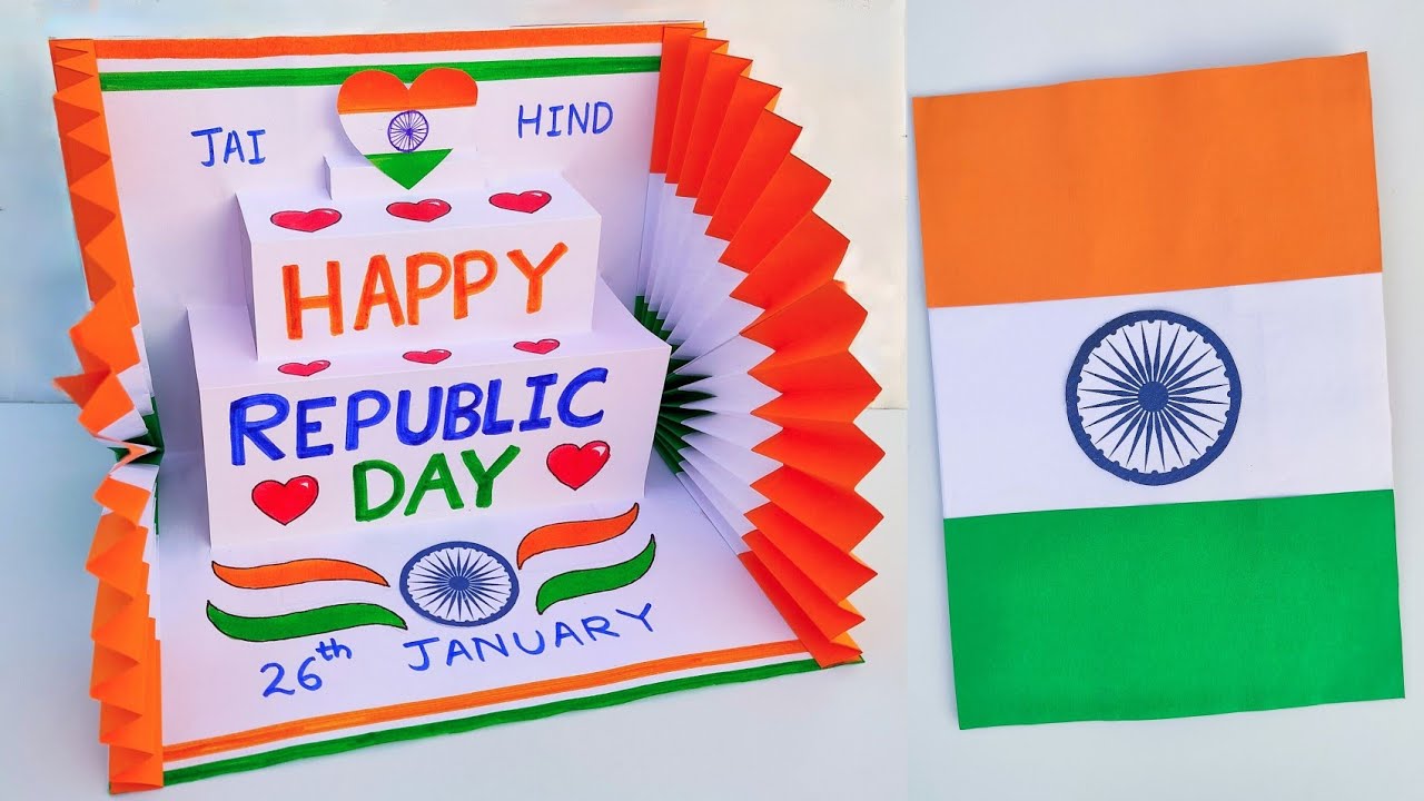 Republic Day pop up card making easy / 26 January card making ideas / Tricolor Greeting card