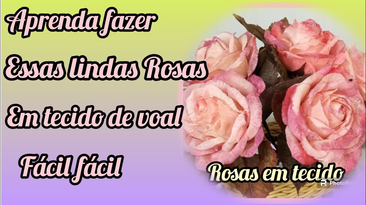 DIY Como fazer Rosas em tecido voil..roses made from voile fabric