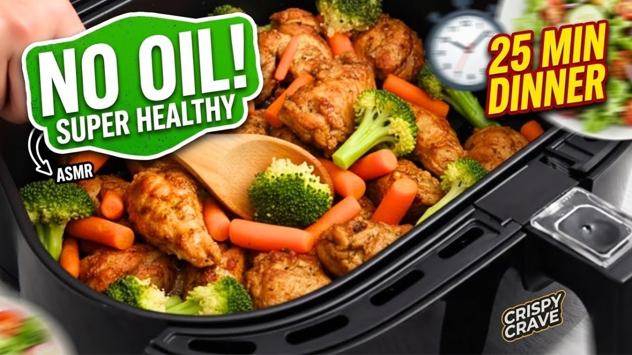 NO OIL Juicy Air Fryer Chicken & Veggies | Perfect 25-Minute Healthy Dinner