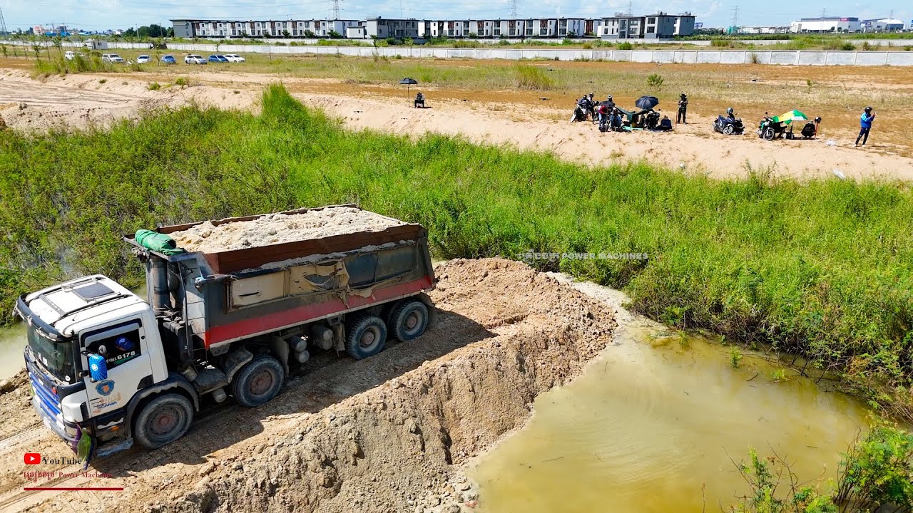 Wonderful Total Episode To Road Builder On Water By D41P Dozer Komatsu with Dump Trucks Work Compete
