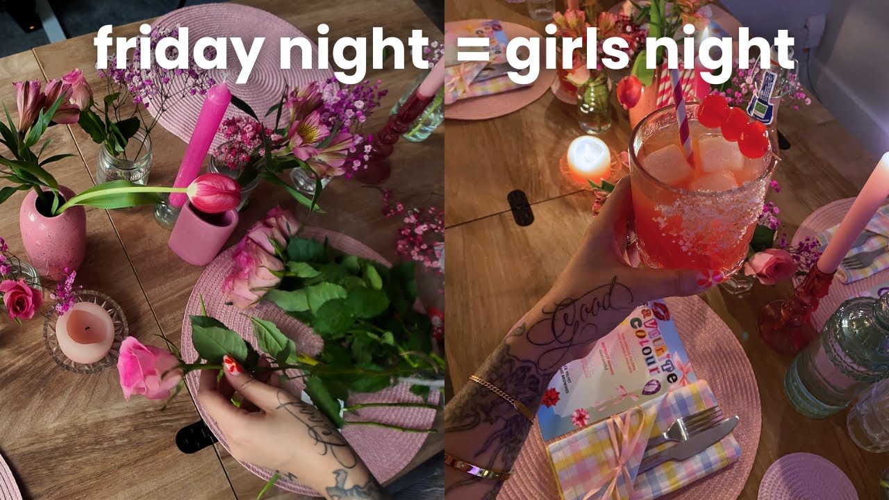 dinner party vlog! hosting a themed girls night, cocktail making & flower arranging