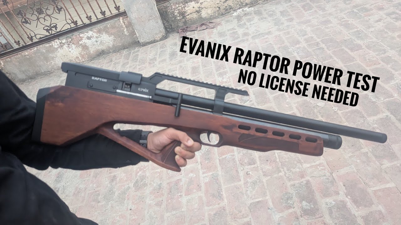 Evanix Raptor made in south Korea semi automatic PCP air rifle power test on hard wooden block.