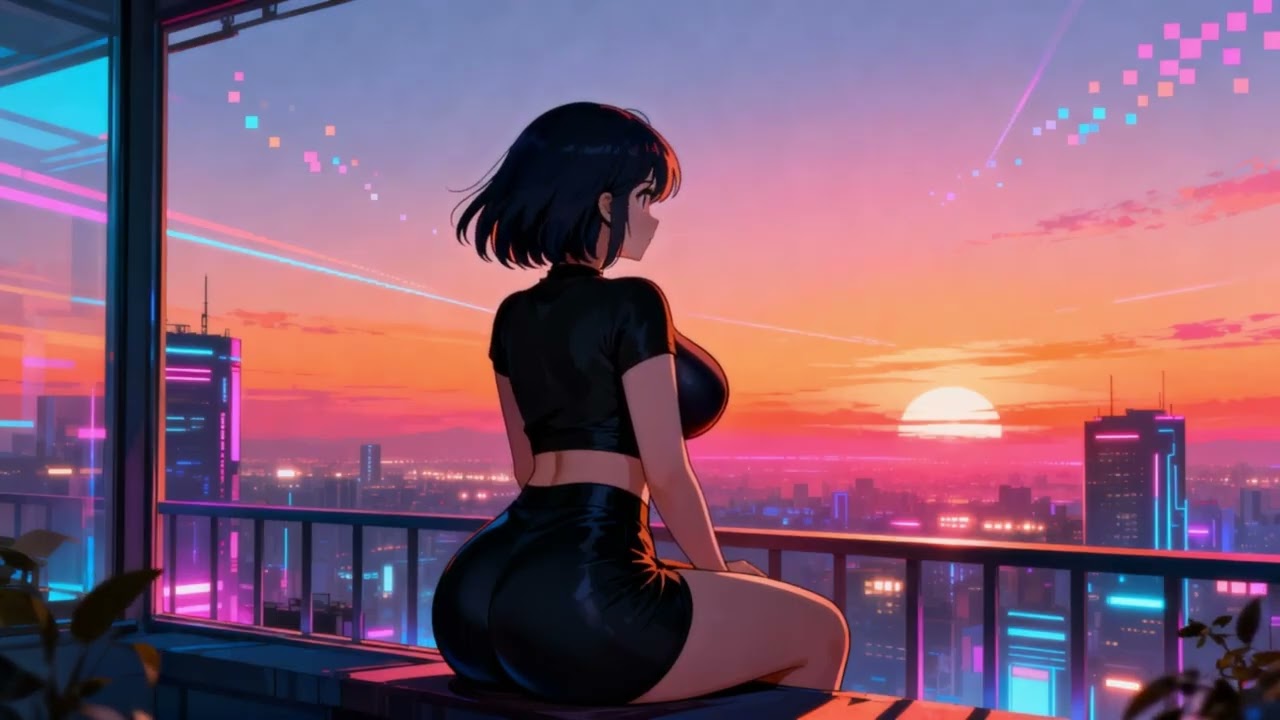 digital sunset 🌅 neon lofi as the city powers down