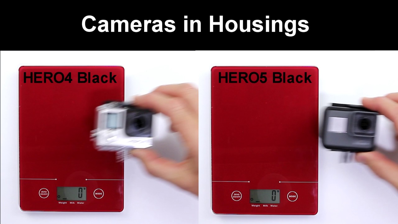 GoPro HERO4 Black vs GoPro HERO5 Black - Weight Comparison