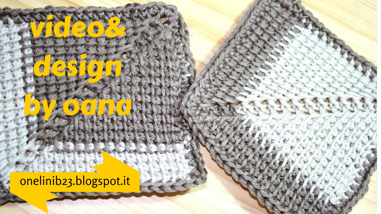 crochet tunisian mitered square
