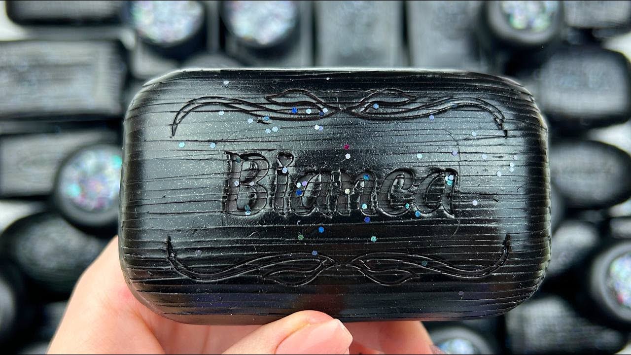 Black Compilation set★ASMR SOAP★Crushing soap★Cutting soap cubes★FOAM&GLITTER&STARCH★