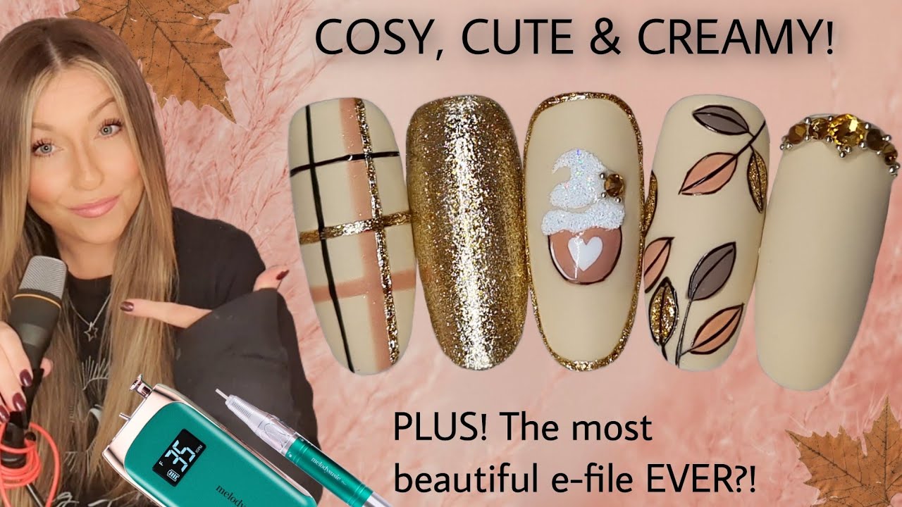 🍂 Cosy Autumn leaf nail art design | Madam Glam Wanderlust | MelodySusie | Fall Tartan Glitter Easy