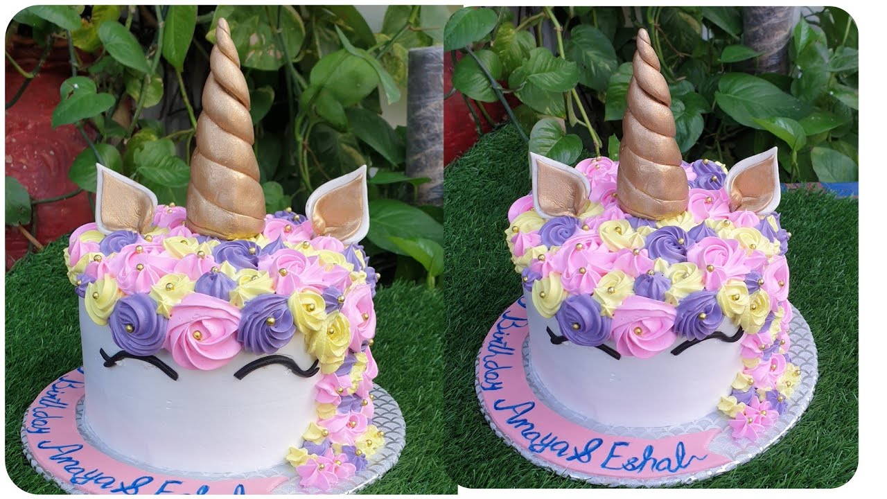 Unicorn Theme Cake|How To Make Unicorn Cake in Whipped Cream
