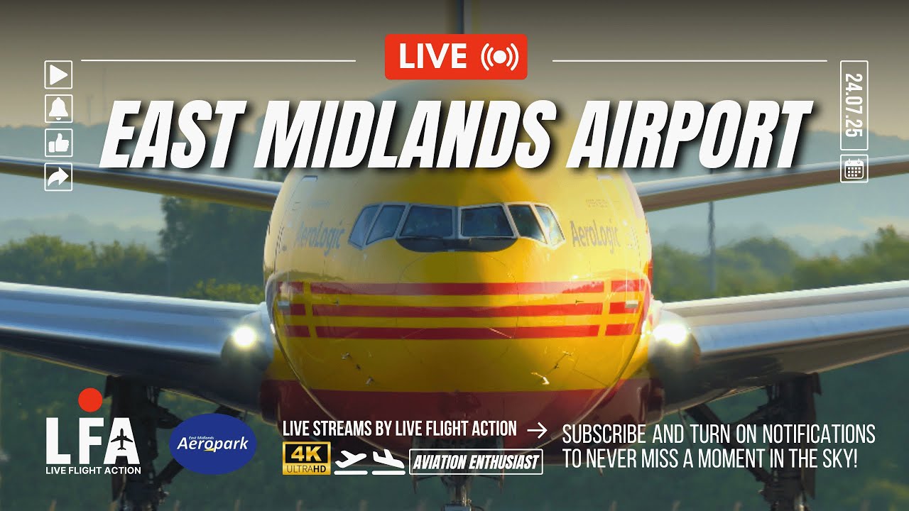 🔴 Live East Midlands Airport | Up-Close Evening Apron & Runway Action!