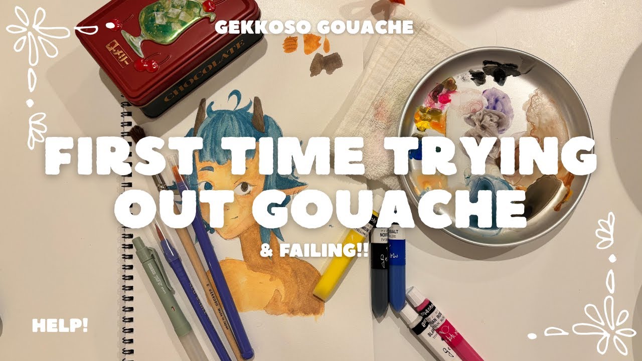 Trying Gouache for the first time! (& failing) - Gekkoso Gouache [Art corner #1 ]