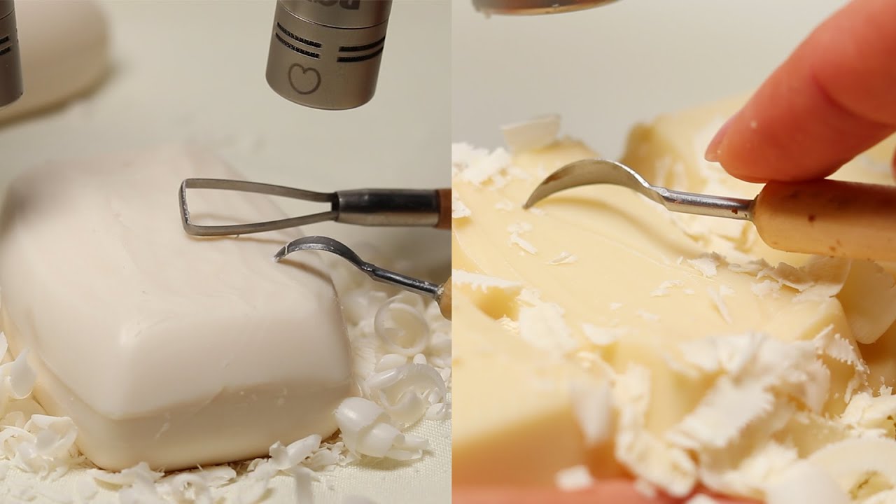 АСМР Карвинг шоколада и мыла 🍫🧼 Белые триггеры