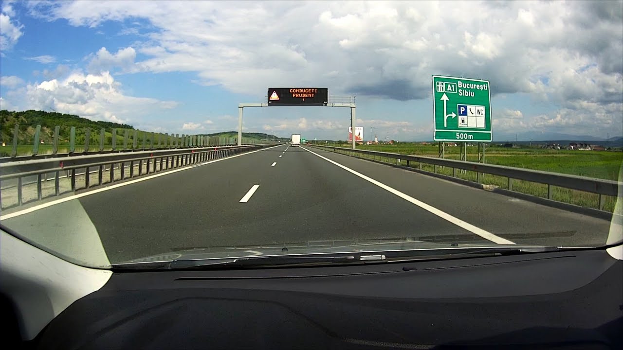 Romania motorway A1 time lapse drive from Cunta to Sibiu airport