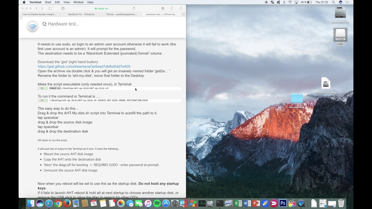 Create Apple Hardware Test  on USB flash drive (confirmed working)