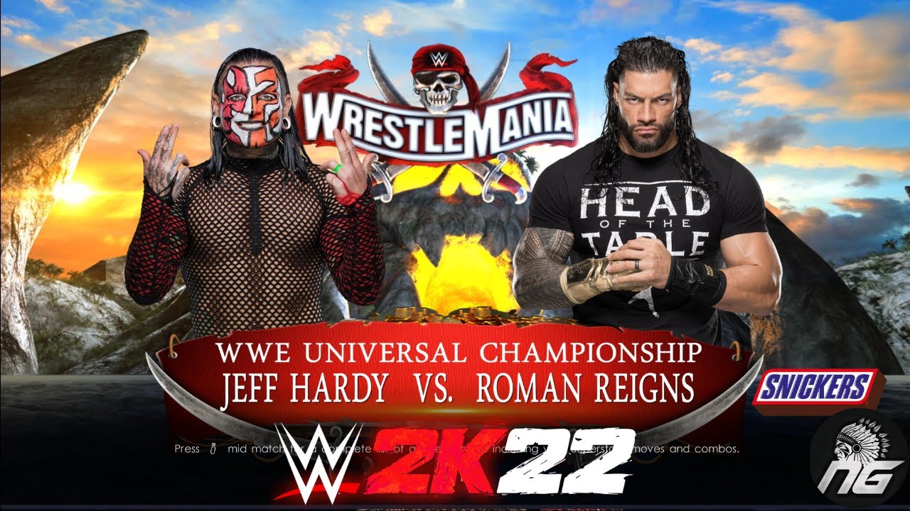 Jeff Hardy Vs Roman Reigns INTENSE TLC Universal Championship Match WWE 2K22 Gameplay (FULL MATCH)