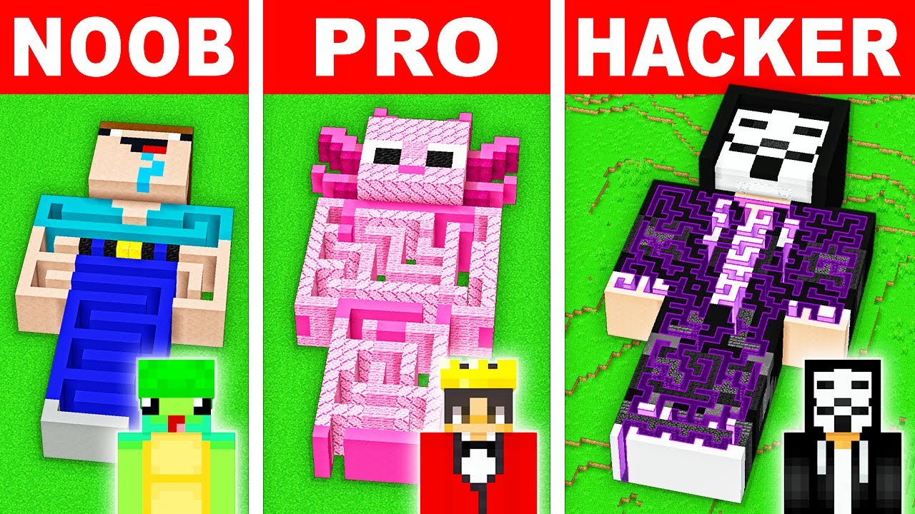 NOOB Vs PRO: MAZE INSIDE BODY House Build Challenge In Minecraft!
