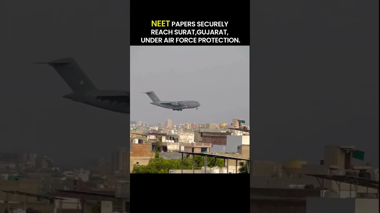 Air Force plane over Surat for NEET papers! ✈️ #neet #india #shorts