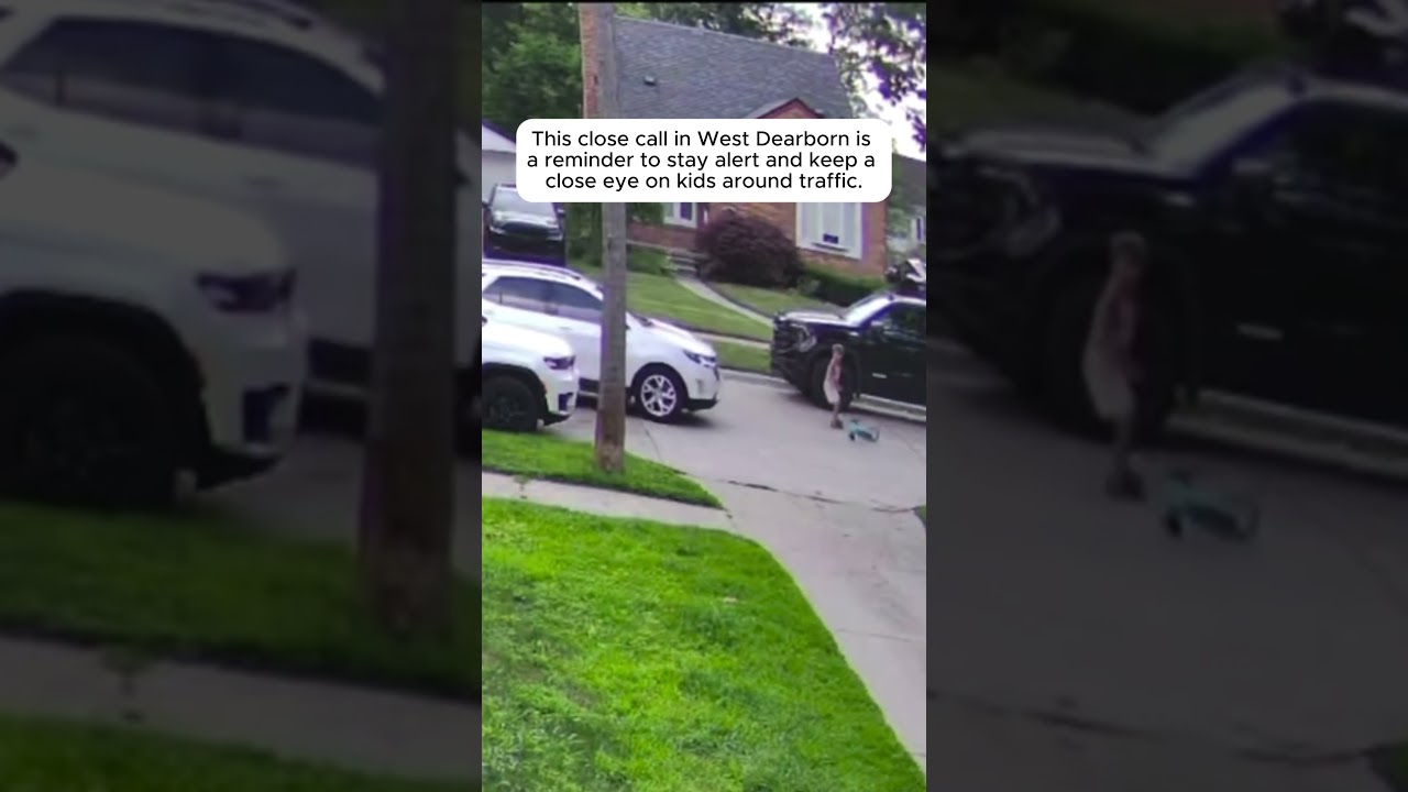 Child on Scooter Nearly Struck by Oncoming Vehicle