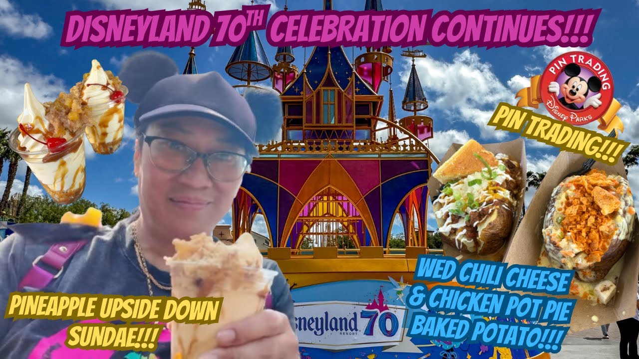 Disneyland 70th Celebration Continues | Disney Pin Trading | Trying 70th Celebration Food | Trivia