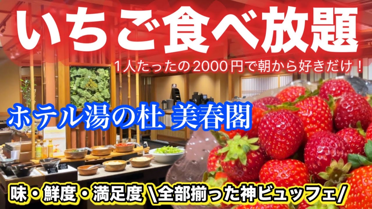 【ホテル湯の杜美春閣】岡山にある1人2000円で高級いちご食べ放題の朝ビュッフェが夢すぎた…