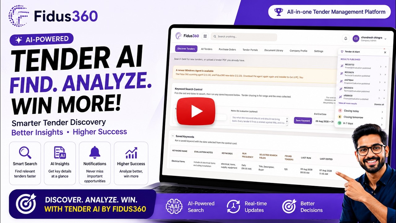 Tender AI by Fidus360 | AI Tender Management & GeM Tender Tracking Software