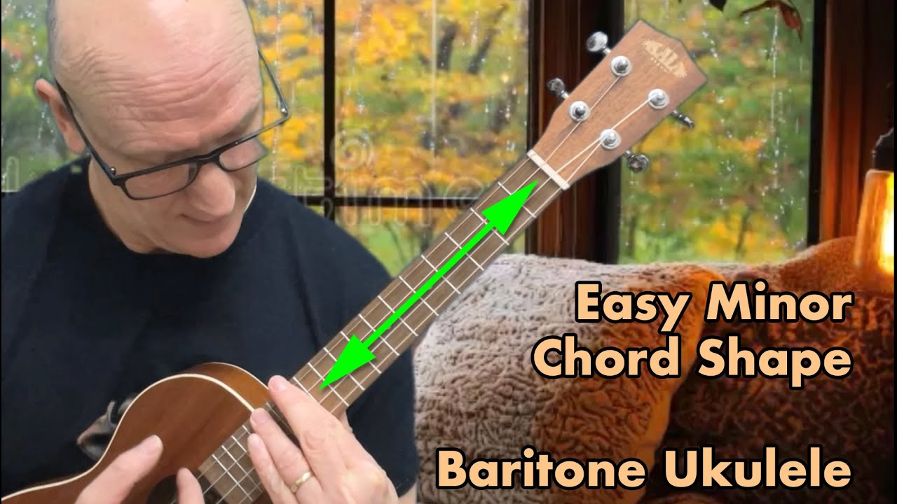 Easy minor chord shape you can play right up the neck of the baritone ukulele