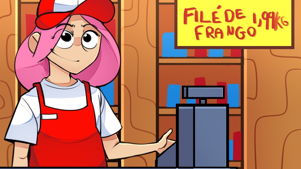 Abri um Supermercado e virei caixa por um dia - Supermarket Simulator