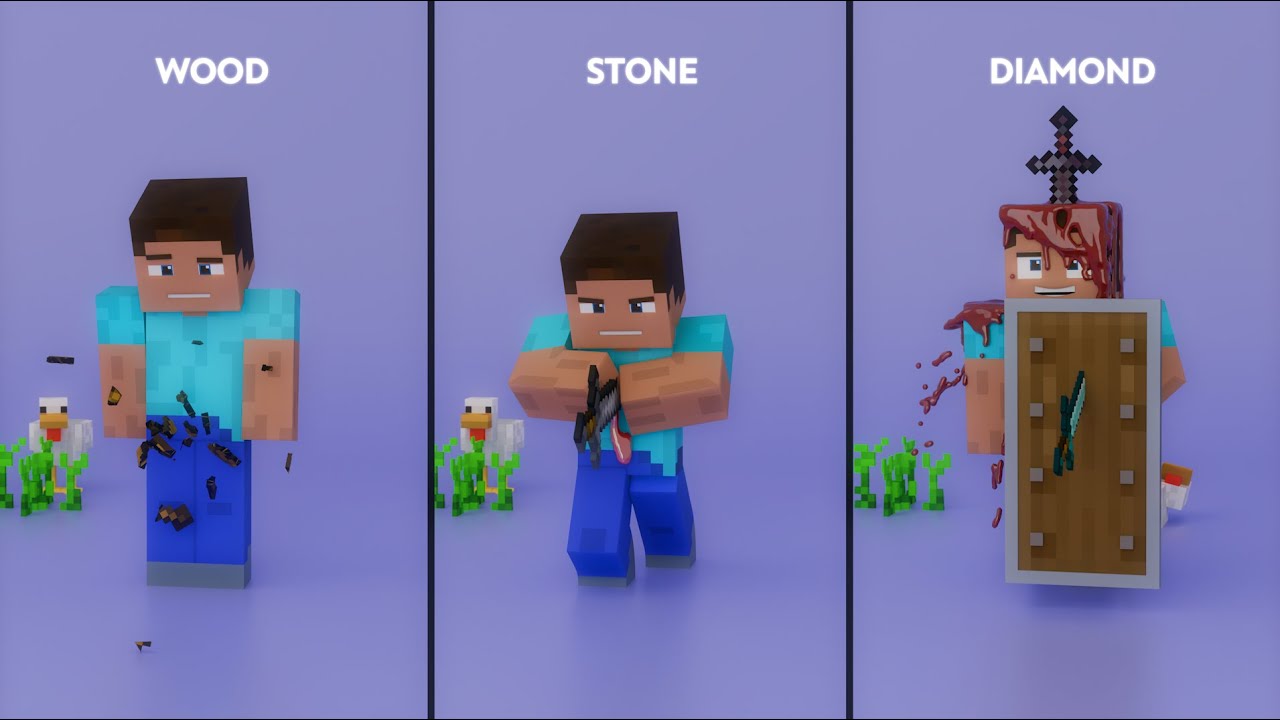 Satisfying Minecraft 3D simulations made in blender [4K]