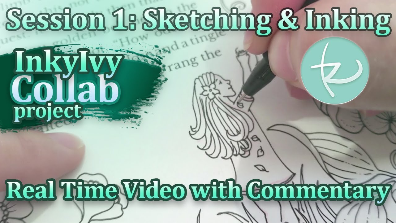Ivy and the Inky Butterfly Collab Session 1 - Coloring Demo of Sketching and inking Background