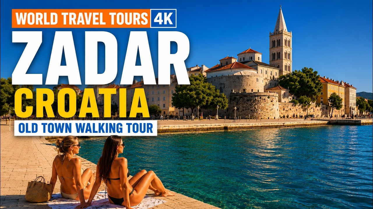 Zadar, Croatia old town walking tour 4K