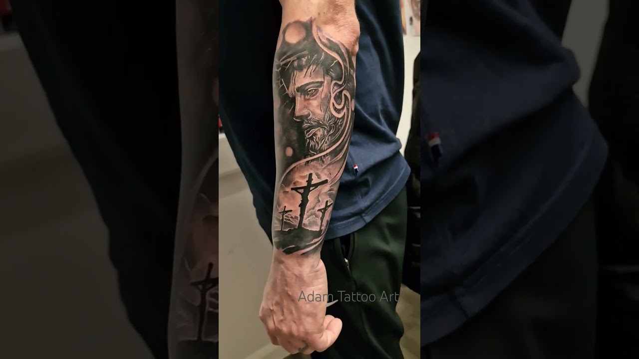 Religious tattoo done Sleeve in progress  #tattoo #religioustattoo #jesustattoo #fyp #ink