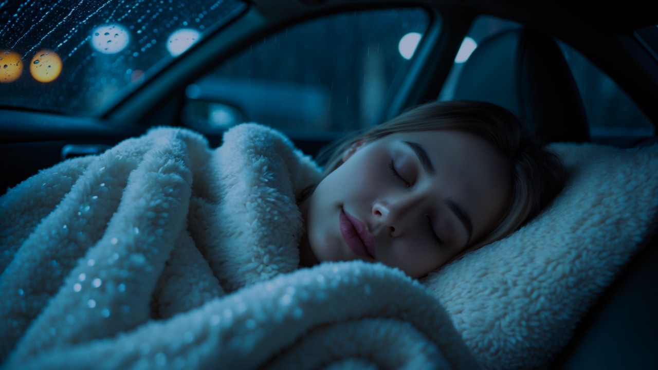 Peaceful Rain Shelter in a Car | Deep Sleep Sounds