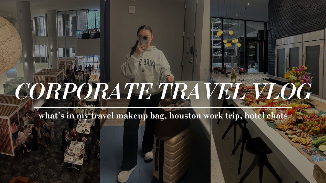 VLOG: what's in my travel makeup & skincare bag, work trip to houston, hotel chats, shopping & more!