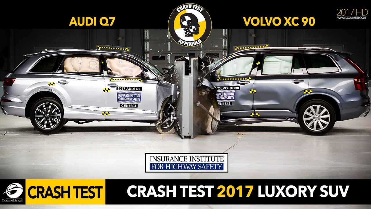 Crash Test SUV | 2017 Audi Q7 vs 2016 Volvo XC90 Small Overlap Crash Test IIHS [GOMMEBLOG]