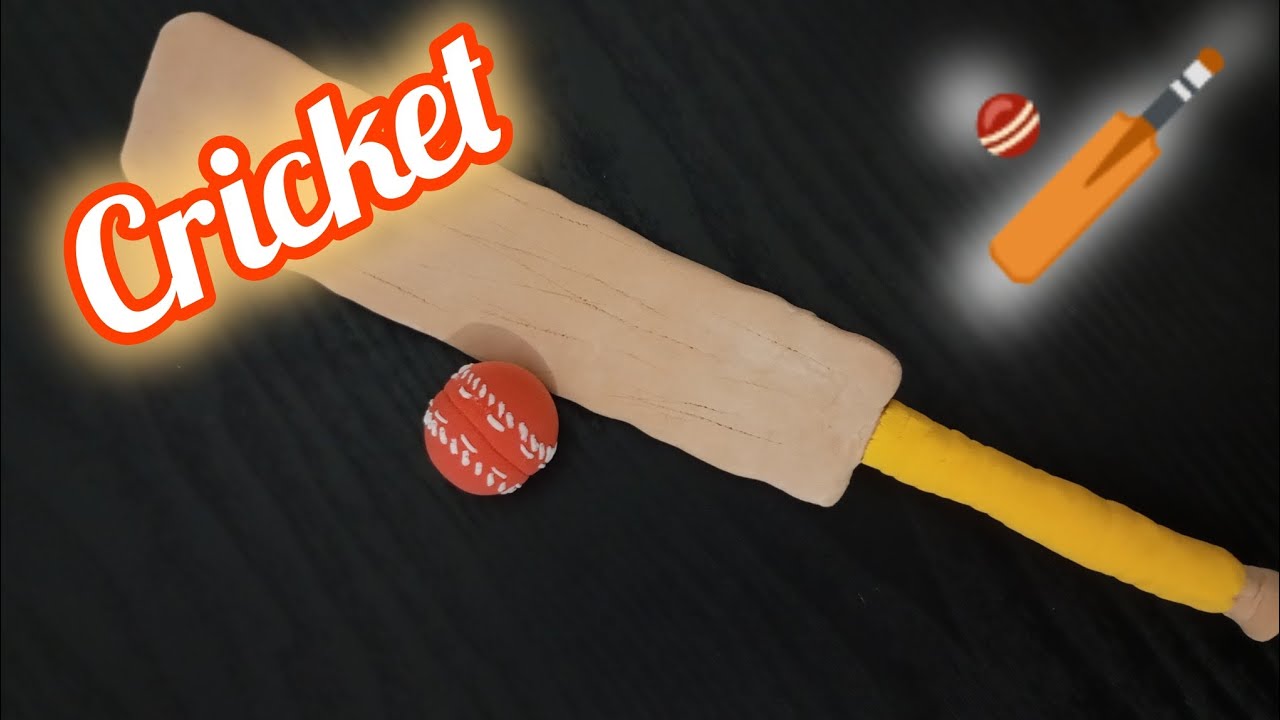 DIY Mini Cricket Ball and Bat from polymer clay #DIY#art#craft#sport#clay#handmade#mainan#لعب#खिलौना