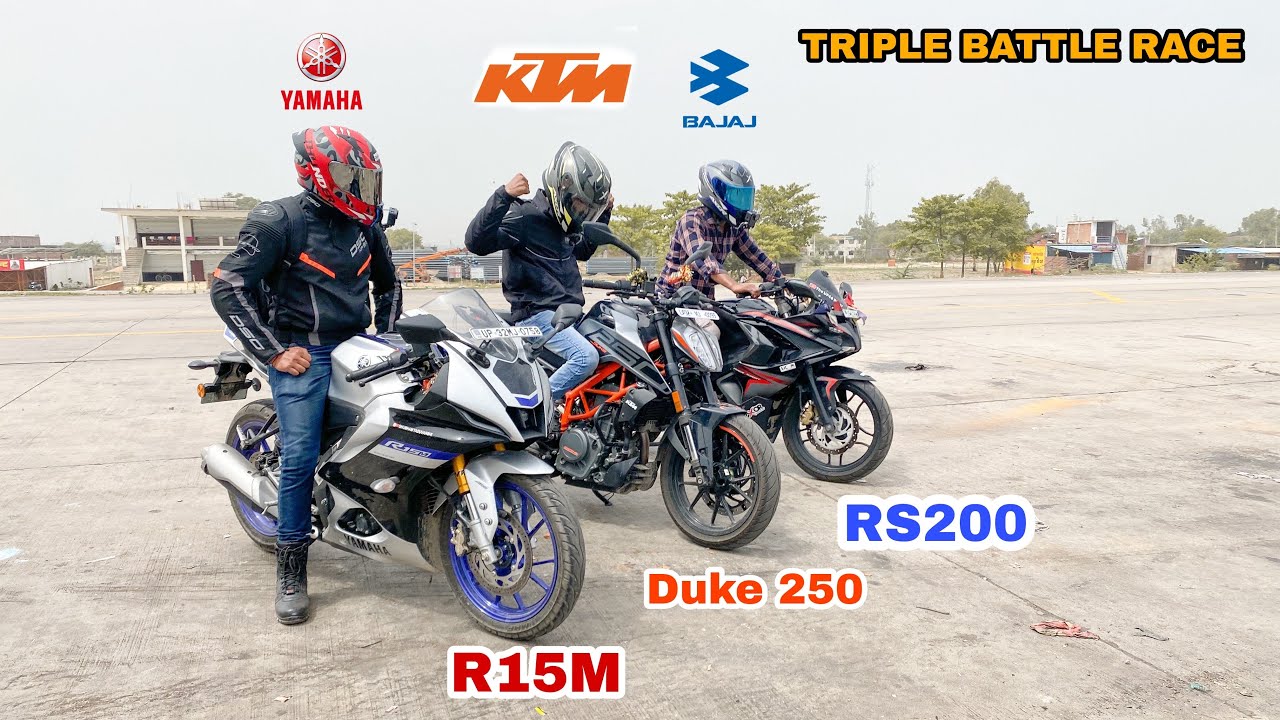 PULSAR RS200 BS3 VS KTM DUKE 250 BS6 VS R15M V4 [ RACE TILL THEIR POTENTIAL ]