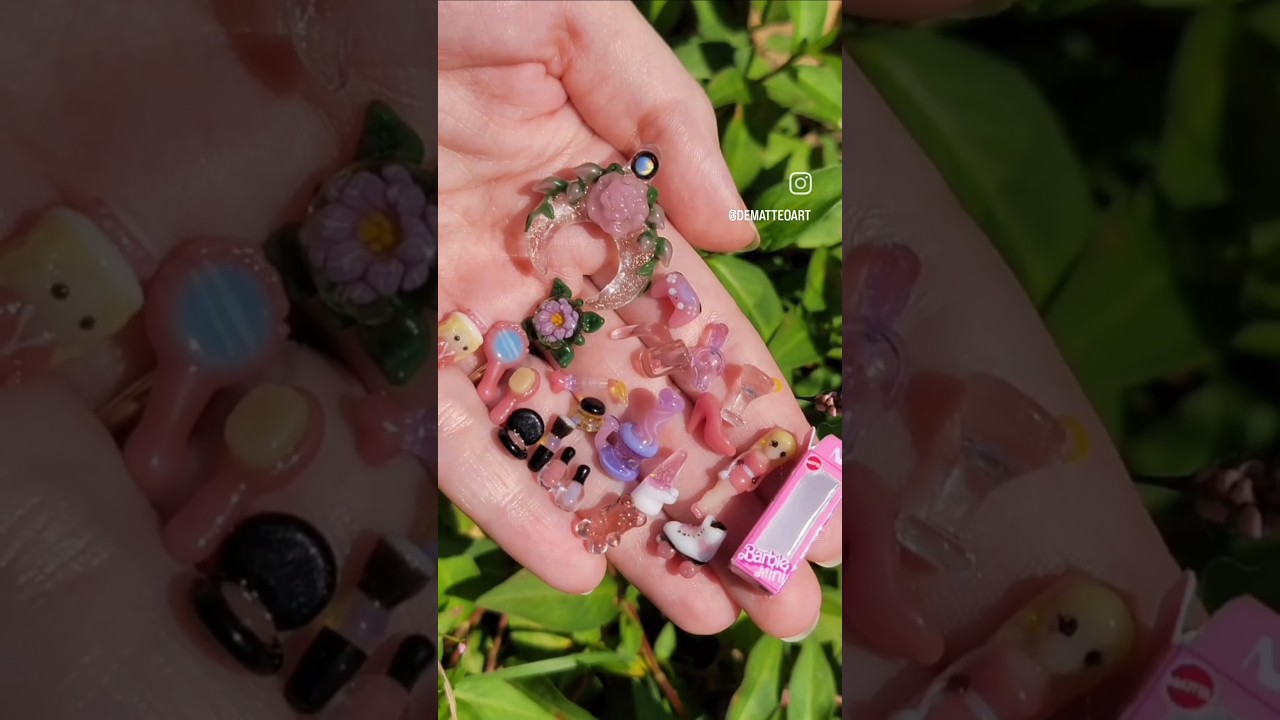 Barbie Heady Glass art Miniatures handmade boro Pink fan art