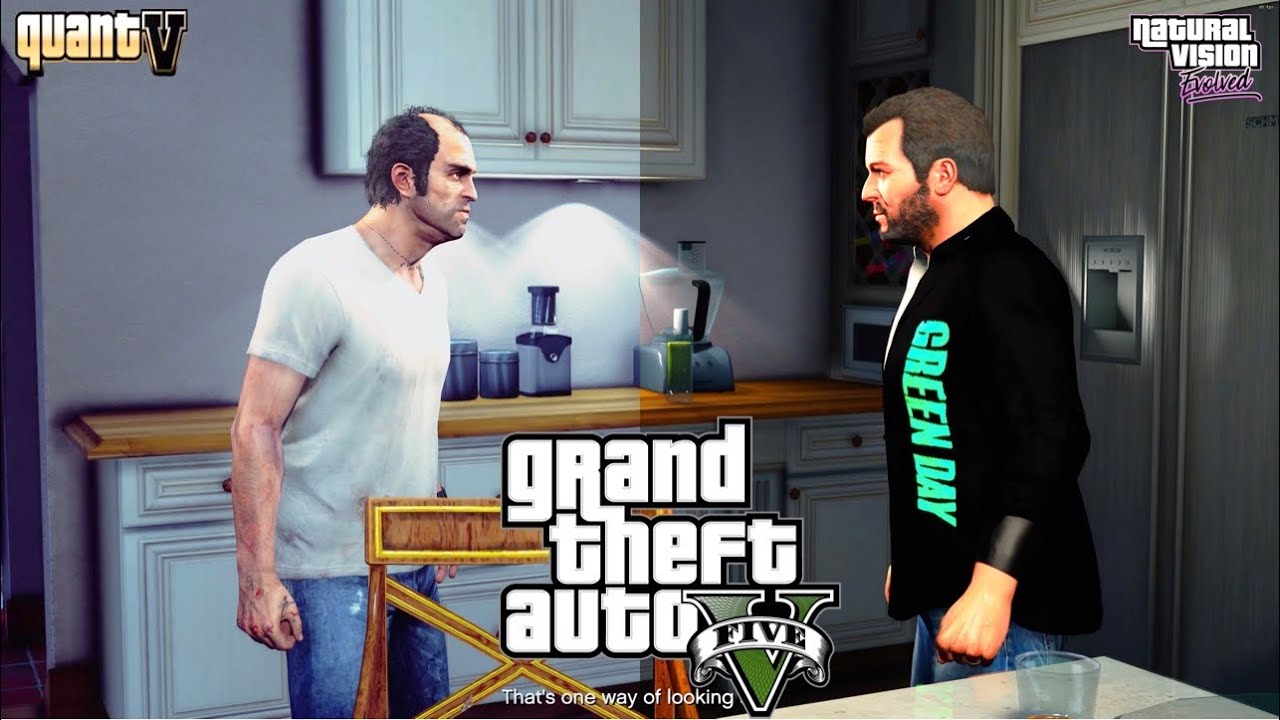 GTA 5 4K Graphics Comparison - NVE vs Quantv( Mission #23  Fame Or Shame )