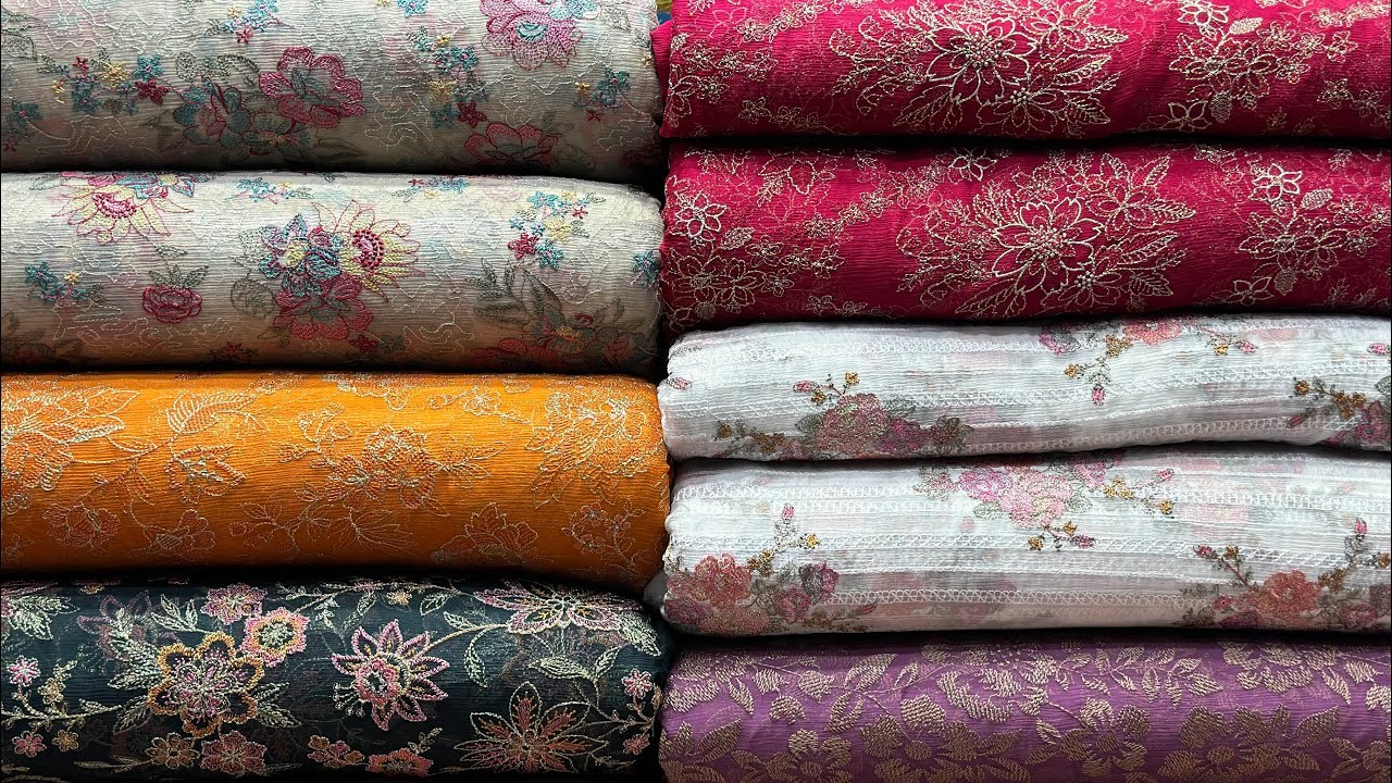 Bareeze Pure China Crincle chiffon Luxury embroidered Dresses #firdousrabicentre
