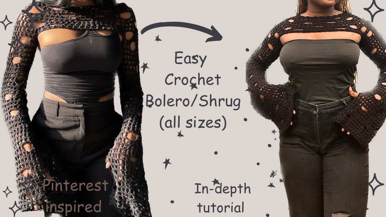 Easy Crochet Mesh Shrug Tutorial For Any Size| Crochet Distressed Sleeves/Shrugs Tutorial