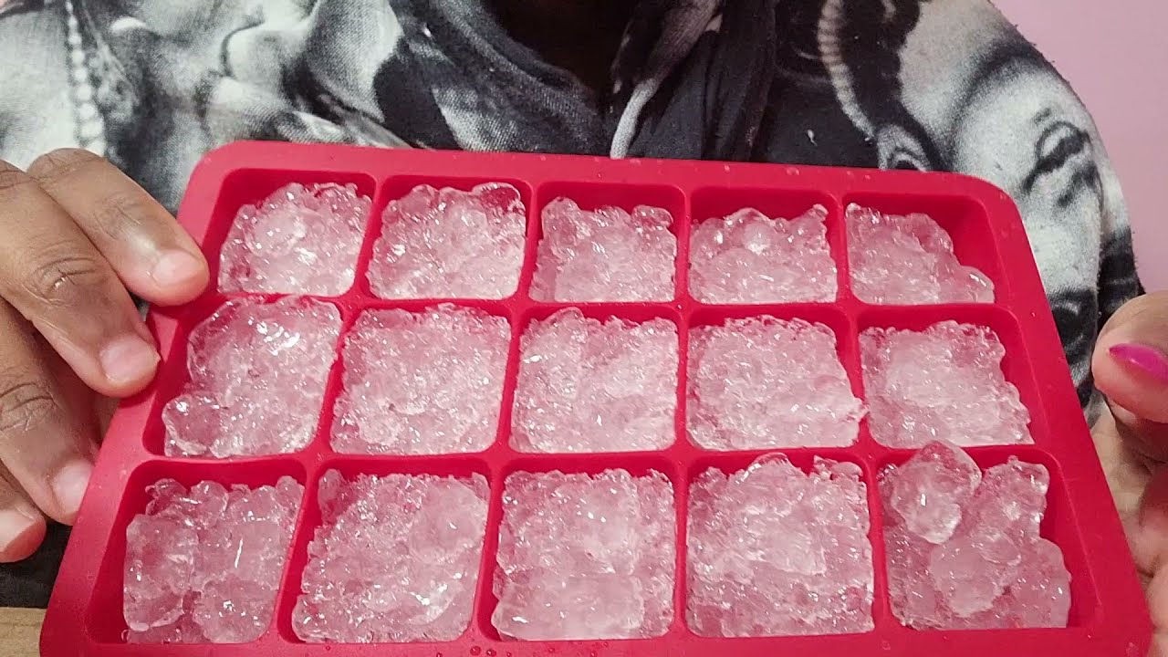 ASMR ICE EATING, REFROZEN CRUSH ICE DIPPED, CRUSHED ICE CUBES MELTED IGLOO ICE, LATE NIGHT ICE #ASMR