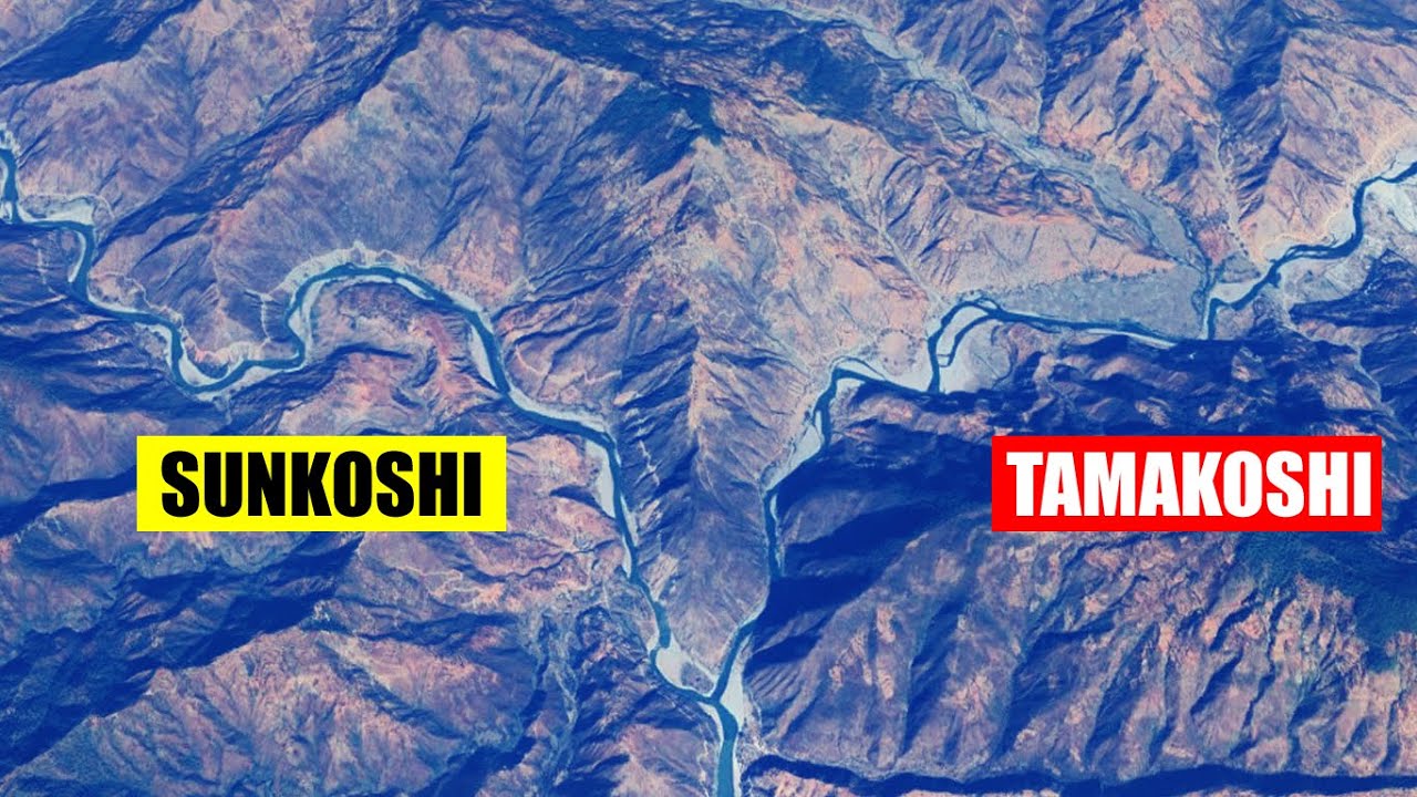 Sunkoshi River aerial view
