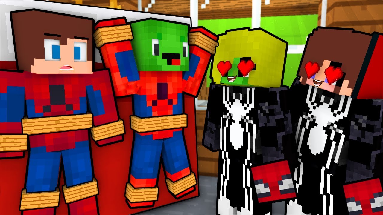 JJ and Mikey Spider Man got Love Trapped by Venom Girls - Maizen Minecraft Animation