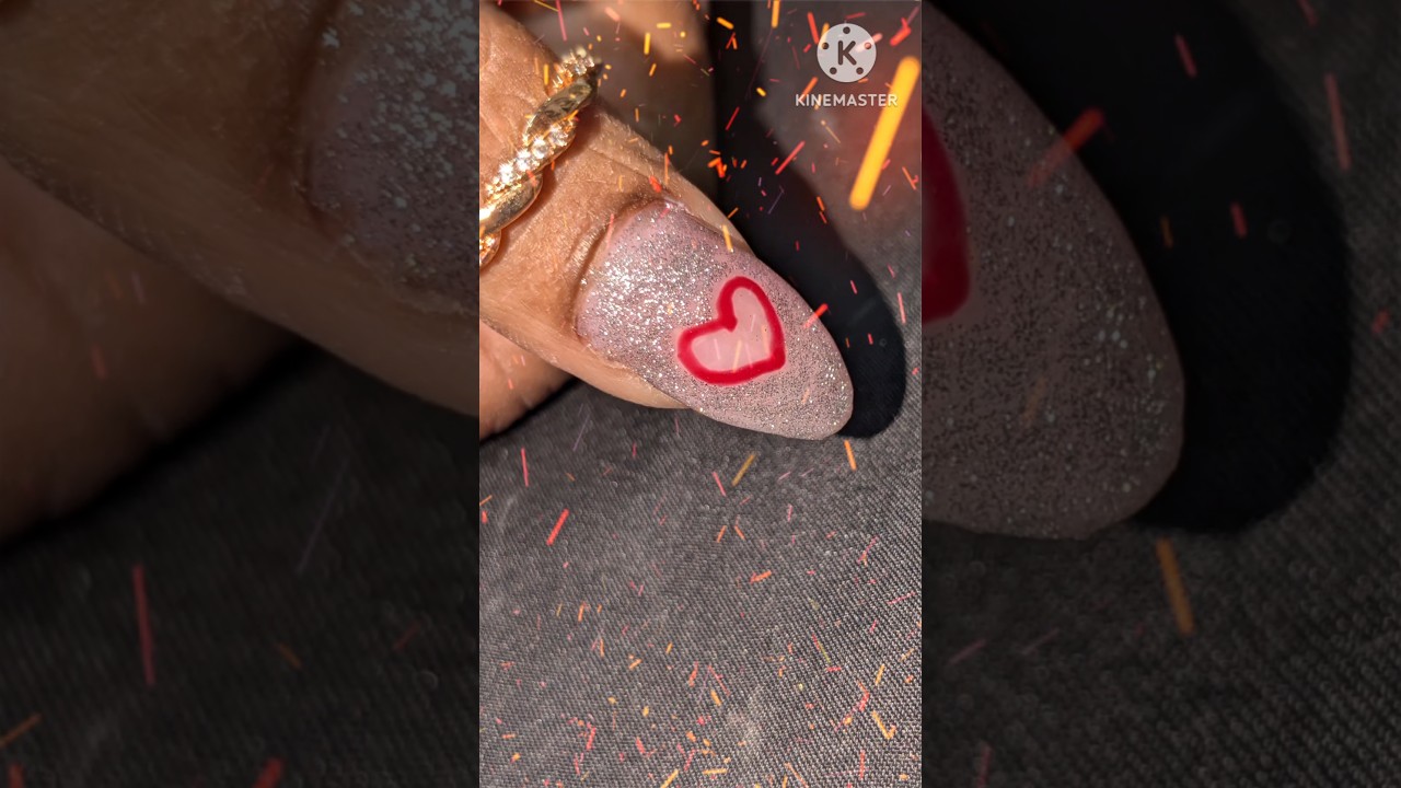 Easy valentine Nail Art Design 😍 🌹❤️ #nailarttutorial #simplenails #nailpolishart