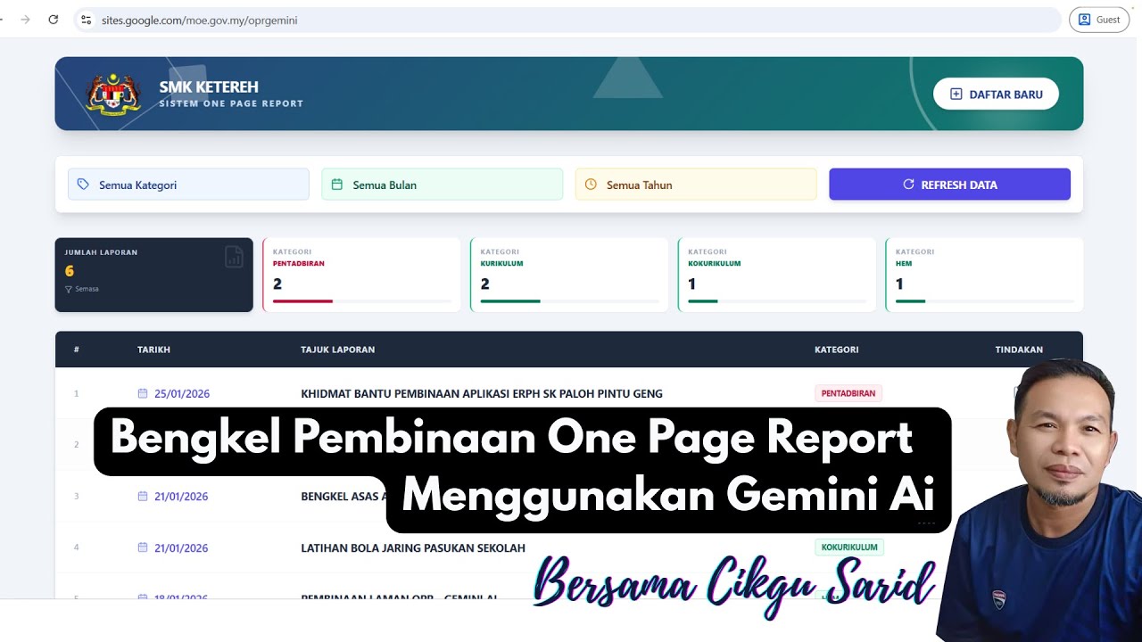 Bengkel Pembinaan Laman OPR + Gemini Ai + Google Sites